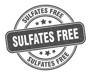 sulfates free stamp. sulfates free label. round grunge sign