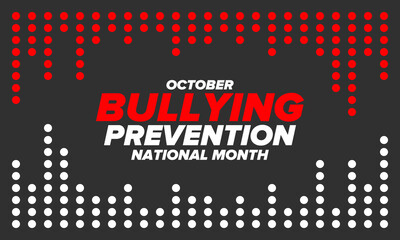 National Bullying Prevention Month in October. Stop bullying. Annual nationwide campaign to keep all youth safe from bullying. Orange color. Poster, card, banner, background. Vector illustration