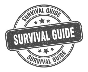 survival guide stamp. survival guide label. round grunge sign - obrazy, fototapety, plakaty