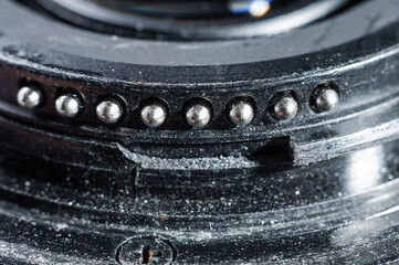 Contact group on the lens for communication with the camera through the bayonet. Close-up, macro...