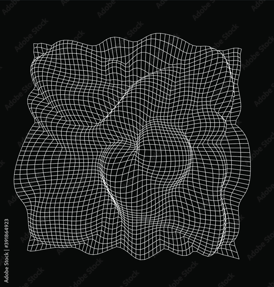 Leinwandbilder Generative computer art and complex information visualization concept. Glitched and distorted polygonal 3d surface, graph or map mathematical function.