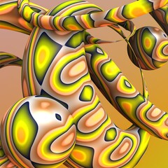 Obraz premium 3D fractal illustration. Abstract with a ball in a bright color.