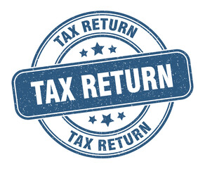 tax return stamp. tax return label. round grunge sign