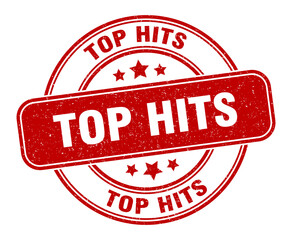 top hits stamp. top hits label. round grunge sign