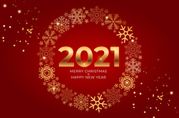 Obraz na płótnie Canvas 2021 New Year and Merry Christmas Background. Vector Illustration