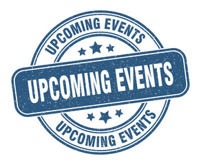 upcoming events stamp. upcoming events label. round grunge sign