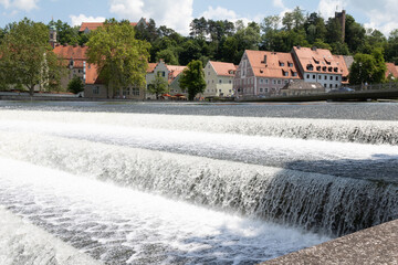 Lech weir in Landsberg am Lech in Bavaria
