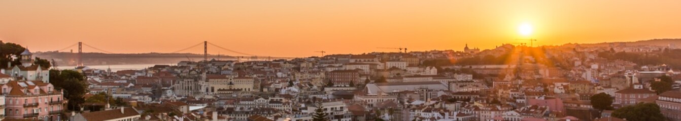 Lisbon city panorama sunset
