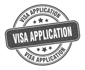 visa application stamp. visa application label. round grunge sign