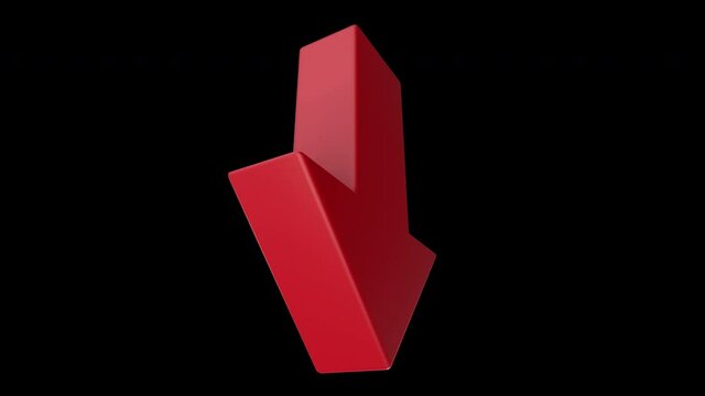3d arrow rotates on an alpha channel background.