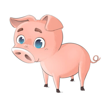 Funny pink pig