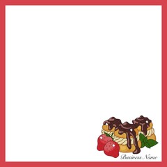 frame with chocolate and strawberries