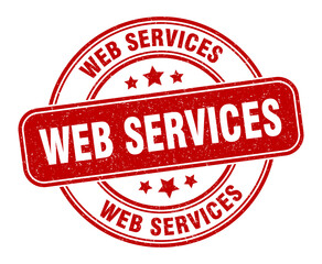 web services stamp. web services label. round grunge sign