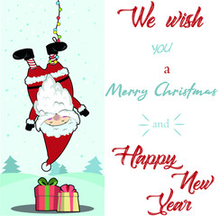 Fototapeta na wymiar merry christmas greeting card with santa claus winter-