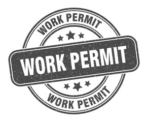 work permit stamp. work permit label. round grunge sign