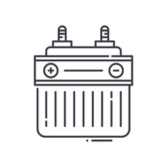 Auto battery icon, linear isolated illustration, thin line vector, web design sign, outline concept symbol with editable stroke on white background.