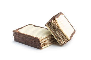 Crispy wafer biscuits filled with chocolate cream.