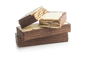 Crispy wafer biscuits filled with chocolate cream.