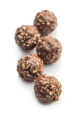 Sweet chocolate truffles. Tasty belgian pralines balls.