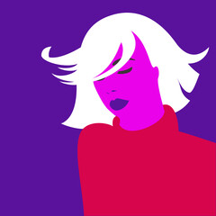 Image of a beautiful girl in a fashionable style. Minimalism. Vector illustration.