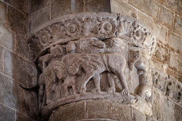 Daniel in the lions' den, San Martín de Elines, Valderredible region, Cantabria, Spain