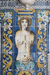 atrium covered by azulejos in a late-mannerist style in the Santo Amaro Chapel in Lisbon