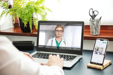 Concept of internet videoconference with doctor