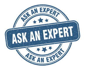 ask an expert stamp. ask an expert label. round grunge sign