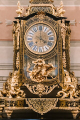 vintage gold clock in the castle