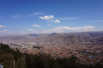 City of Cusco, seen from the sky. Panoramic view.