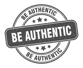 be authentic stamp. be authentic label. round grunge sign