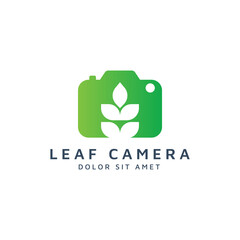 camera and leaf negative space logo design