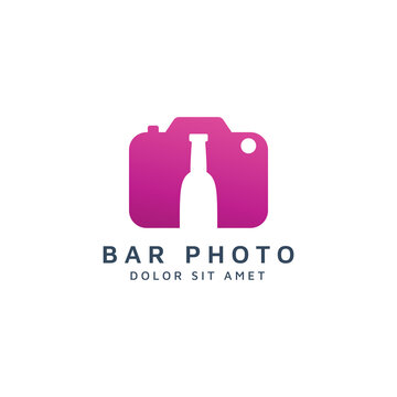 camera and bar negative space logo design
