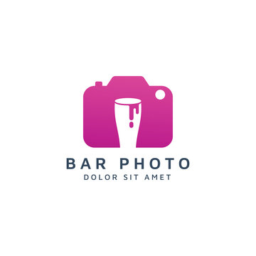 camera and bar negative space logo design