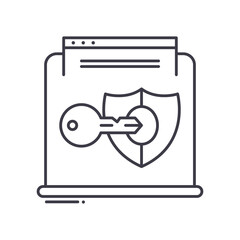 Authorized icon, linear isolated illustration, thin line vector, web design sign, outline concept symbol with editable stroke on white background.