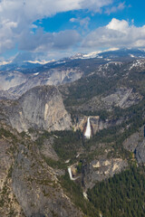 Fototapeta na wymiar View from Glacier Point at Vernal Falls and Nevada Falls, Yosemite National Park, California, USA