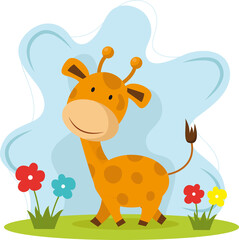 Obraz na płótnie Canvas Happy very cute baby giraffe vector image