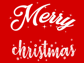 Merry Christmas sign or banner on red background