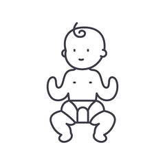 Baby icon, linear isolated illustration, thin line vector, web design sign, outline concept symbol with editable stroke on white background.