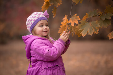 Girl, garden, lilac coat, autumn garden