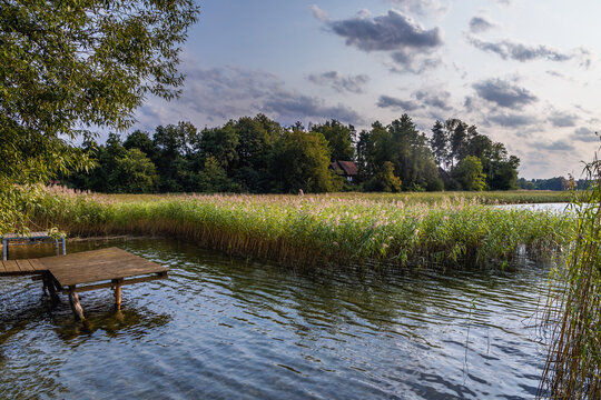 Shore of the Narie lake of Ilawa Lake District in Kretowiny, small village in Warmia Mazury region of Poland