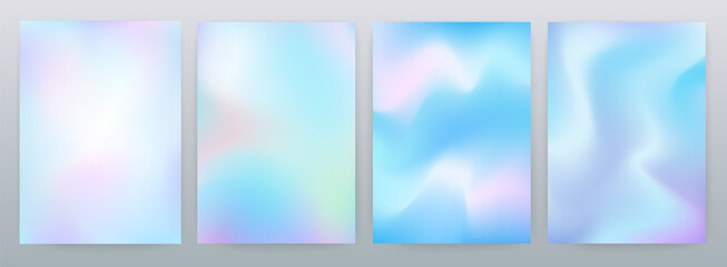 Set of vector blurry backgrounds in blue turquoise and pink colors. Light pastel backgrounds for your design for posters, invitations, brochures.