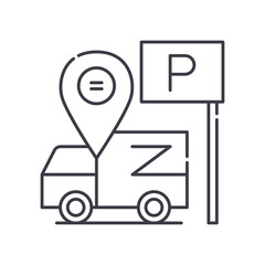 Autopark icon, linear isolated illustration, thin line vector, web design sign, outline concept symbol with editable stroke on white background.