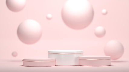 Round podium for product presentation. Abstract blank pedestal, platform for product display.