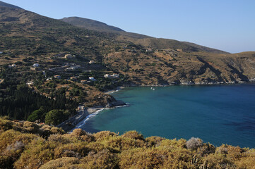 Fototapeta na wymiar Gialia and back Gialia Beatch.Andros island.Greece Cyclades.