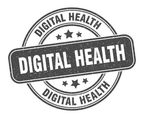 digital health stamp. digital health label. round grunge sign
