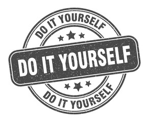 do it yourself stamp. do it yourself label. round grunge sign