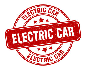 electric car stamp. electric car label. round grunge sign