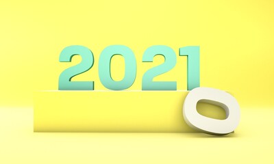 New year 2021 3D design concept. 3d illustration