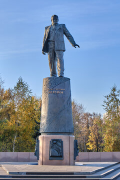 Monument to Korolev-Soviet scientist, designer of rocket and space systems, Chairman of the Council of chief designers of the USSR - Moscow, Russia, 10 25 2019